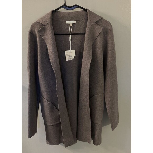 Sioni Open Front Heather Grey Sweater Womens Pockets Stretch Size S NWT - Picture 1 of 6